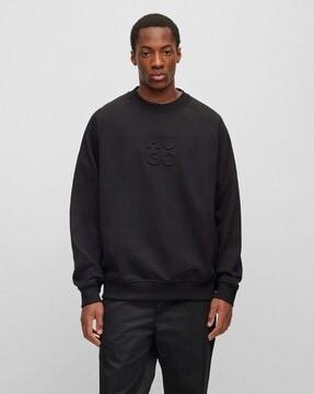 stacked logo embossed french terry cotton sweatshirt