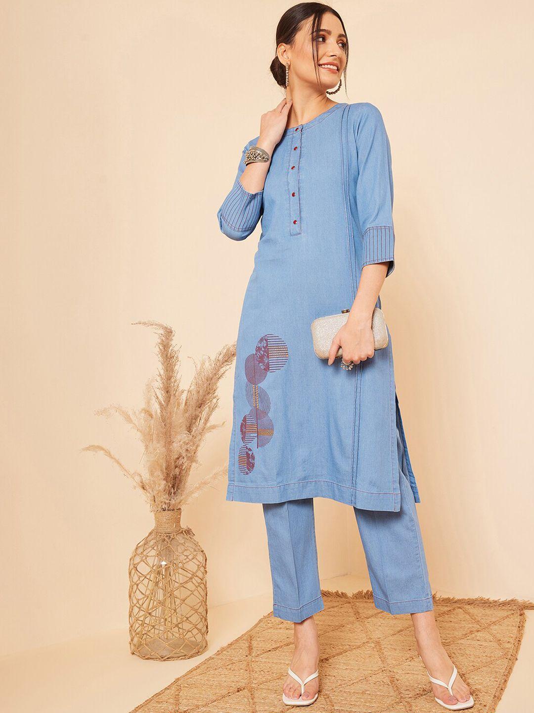 stado geometric printed regular pure cotton kurta with trousers