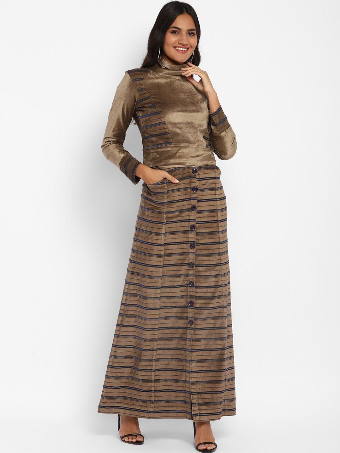 stado self-design high-neck top with a-line maxi skirt co-ords