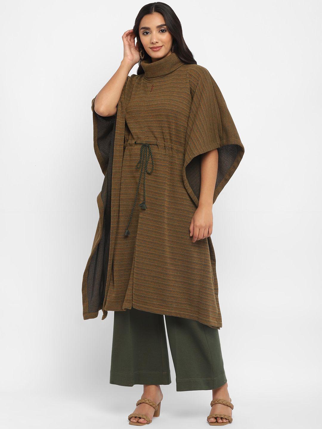 stado striped high neck kimono sleeve kaftan kurta with trousers