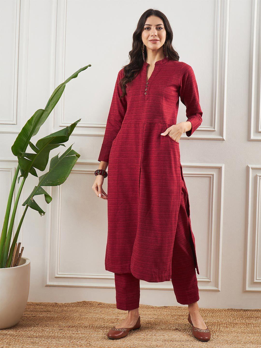 stado striped straight kurta with trouser