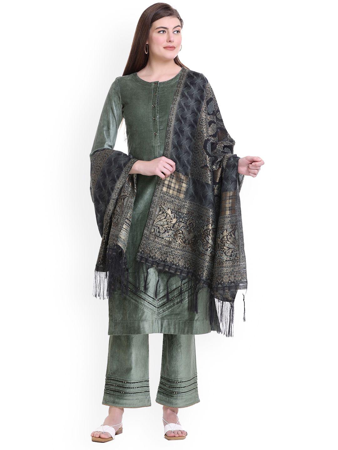 stado velvet straight kurta with trousers & dupatta