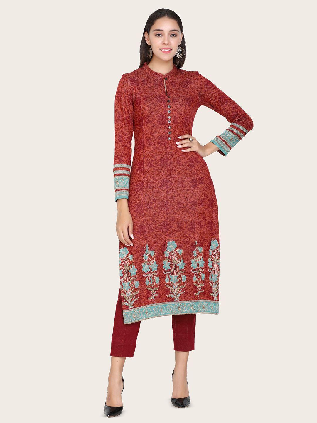 stado women maroon regular kurta with pyjamas