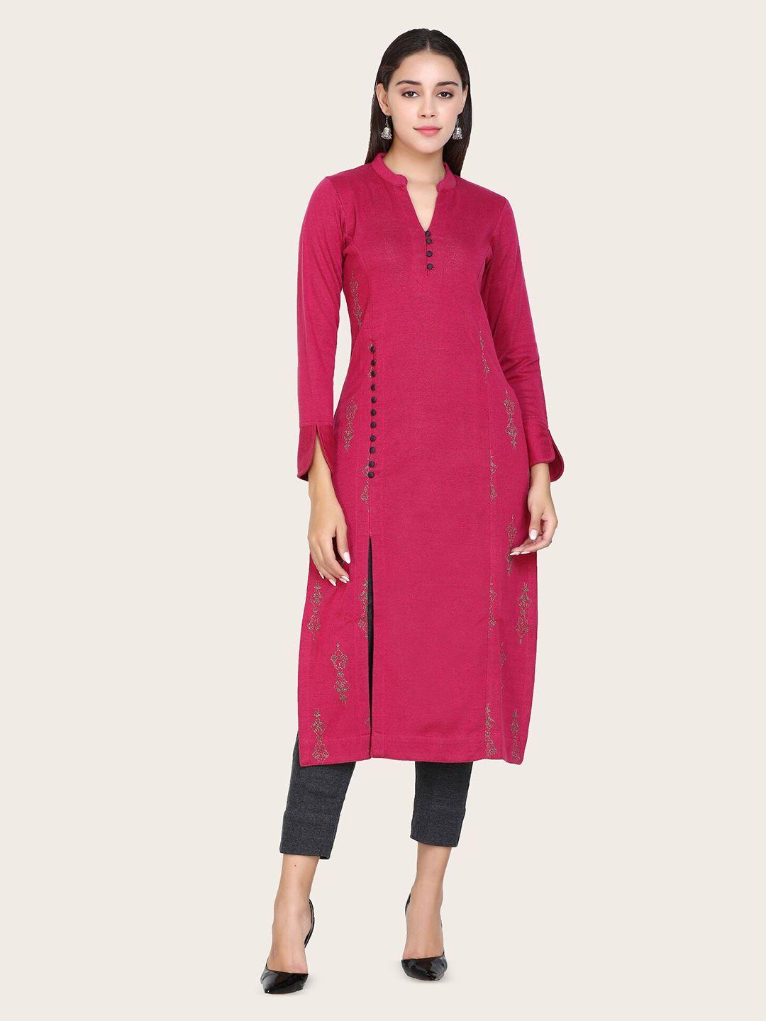 stado women red regular kurta with pyjamas