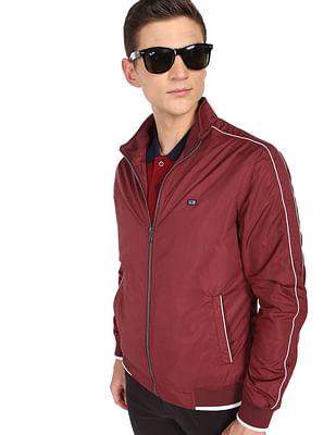 stand collar polyester solid jacket