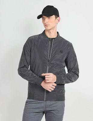 stand collar solid jacket