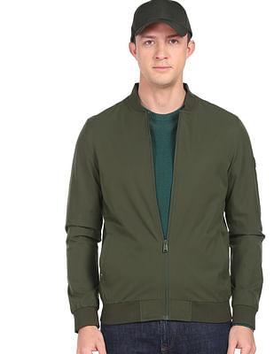 stand neck solid bomber jacket