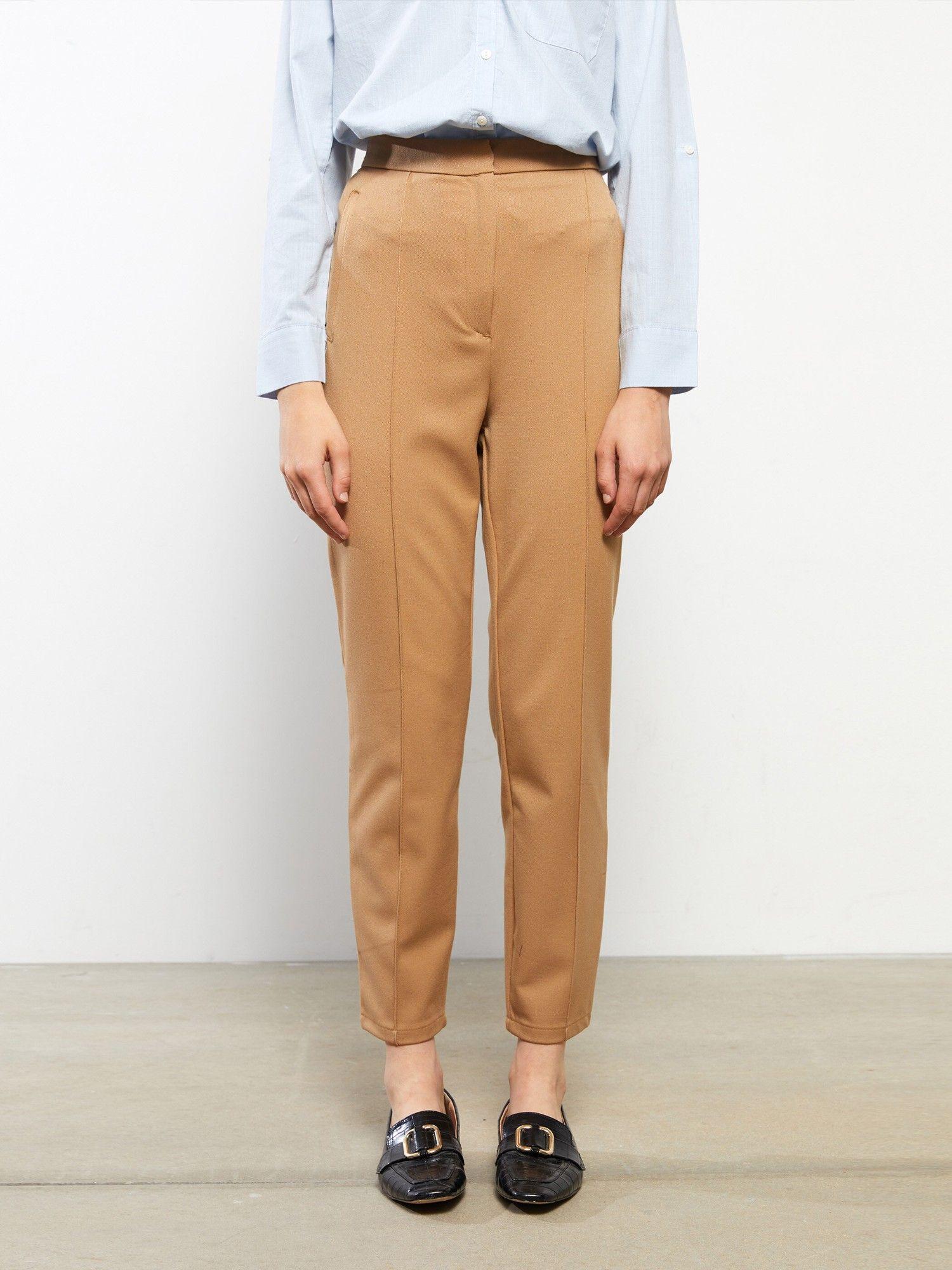 standard fit straight pocket detail womens trousers