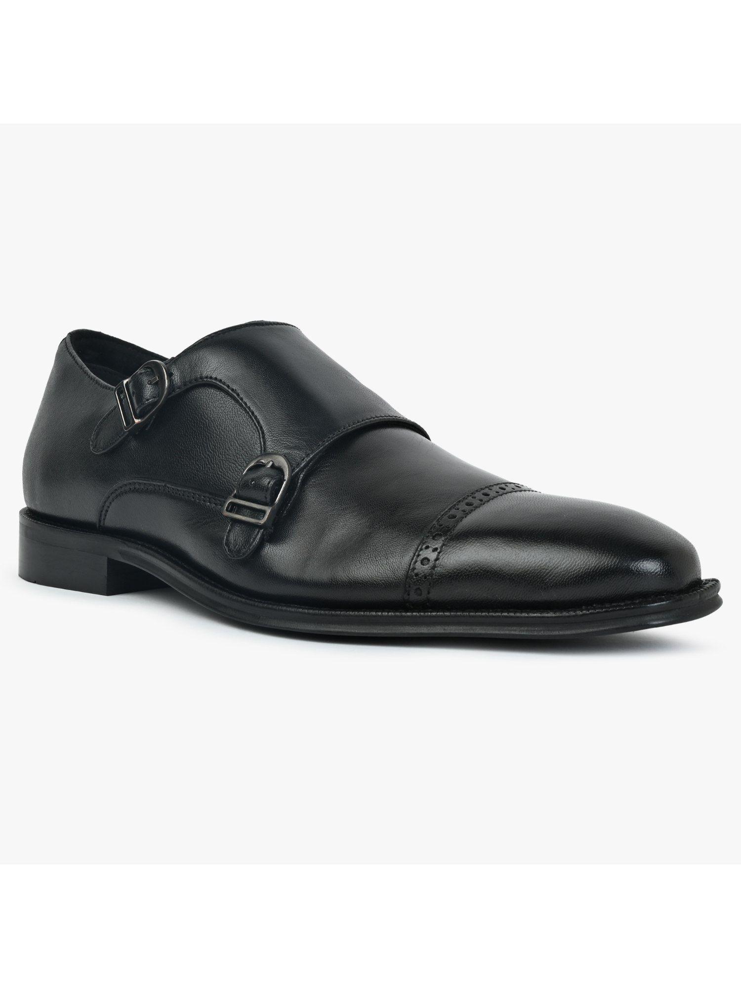 standen001 black leather formal loafers