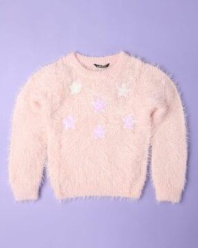 star embroidered regular fit sweater
