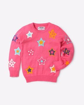 star print round-neck sweater