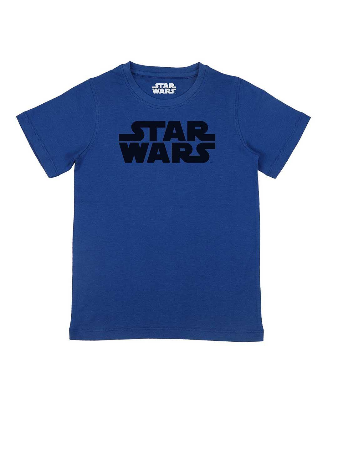 star wars by wear your mind boys blue typography na printed applique t-shirt na