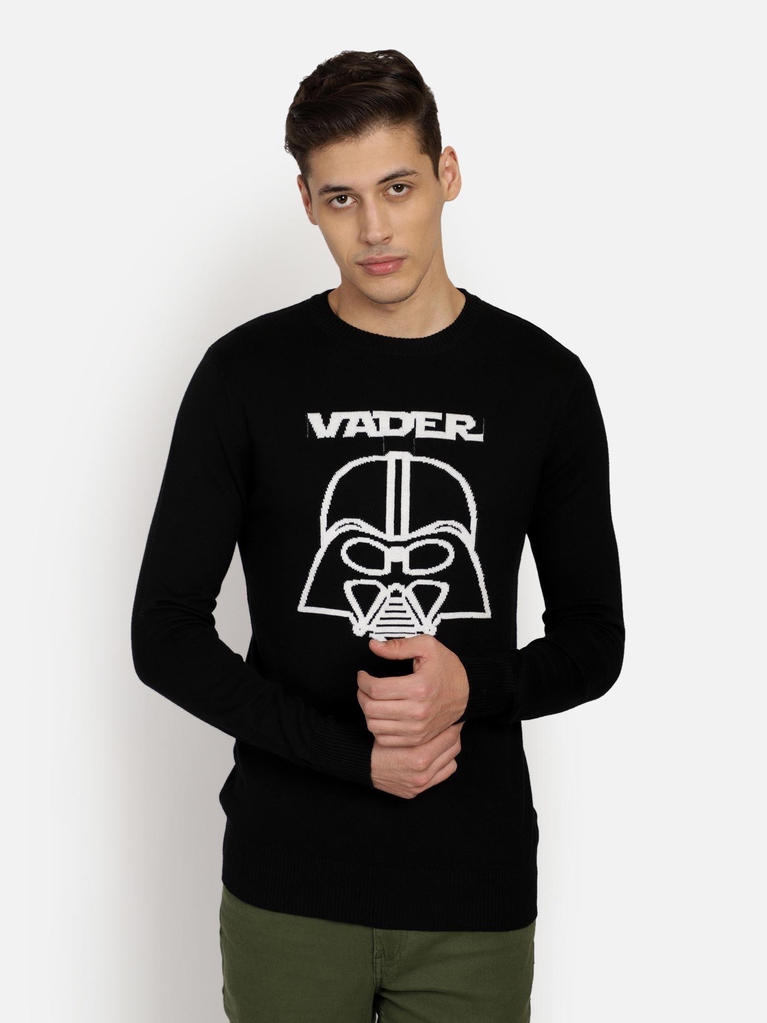 star wars featured black sweater for men