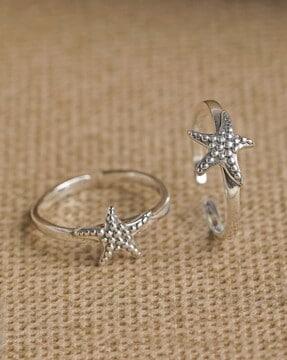 star fish design sterling silver toe rings