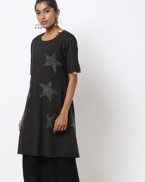 star print a-line dress