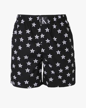 star print boxer trad with logo applique