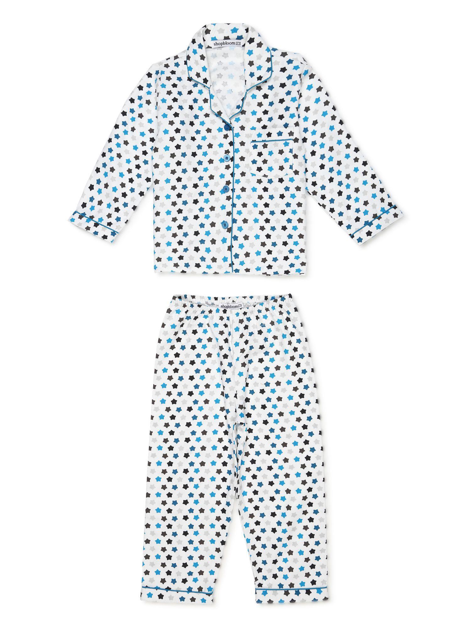 star print cotton flannel long sleeve kid's night suit