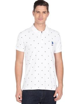 star print cotton polo t-shirt