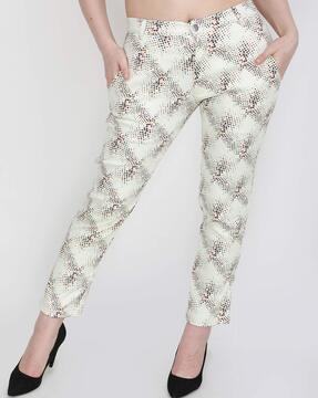 star print flat-front pants