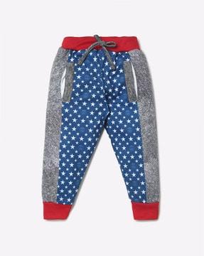 star print joggers with drawstring fastening