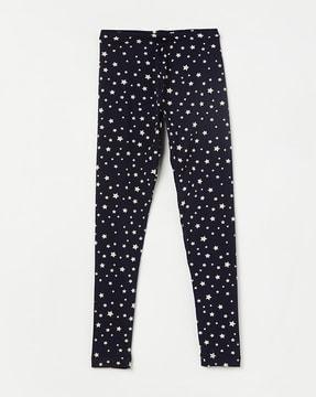 star print leggings with elasticated waistband