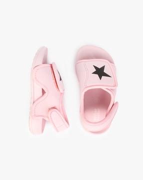 star print slip-on sandals