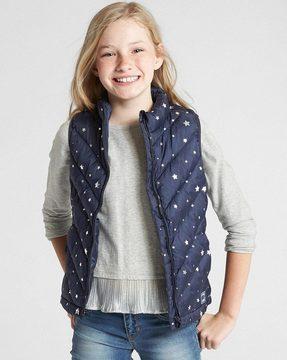 star print zip-front puffer gilet