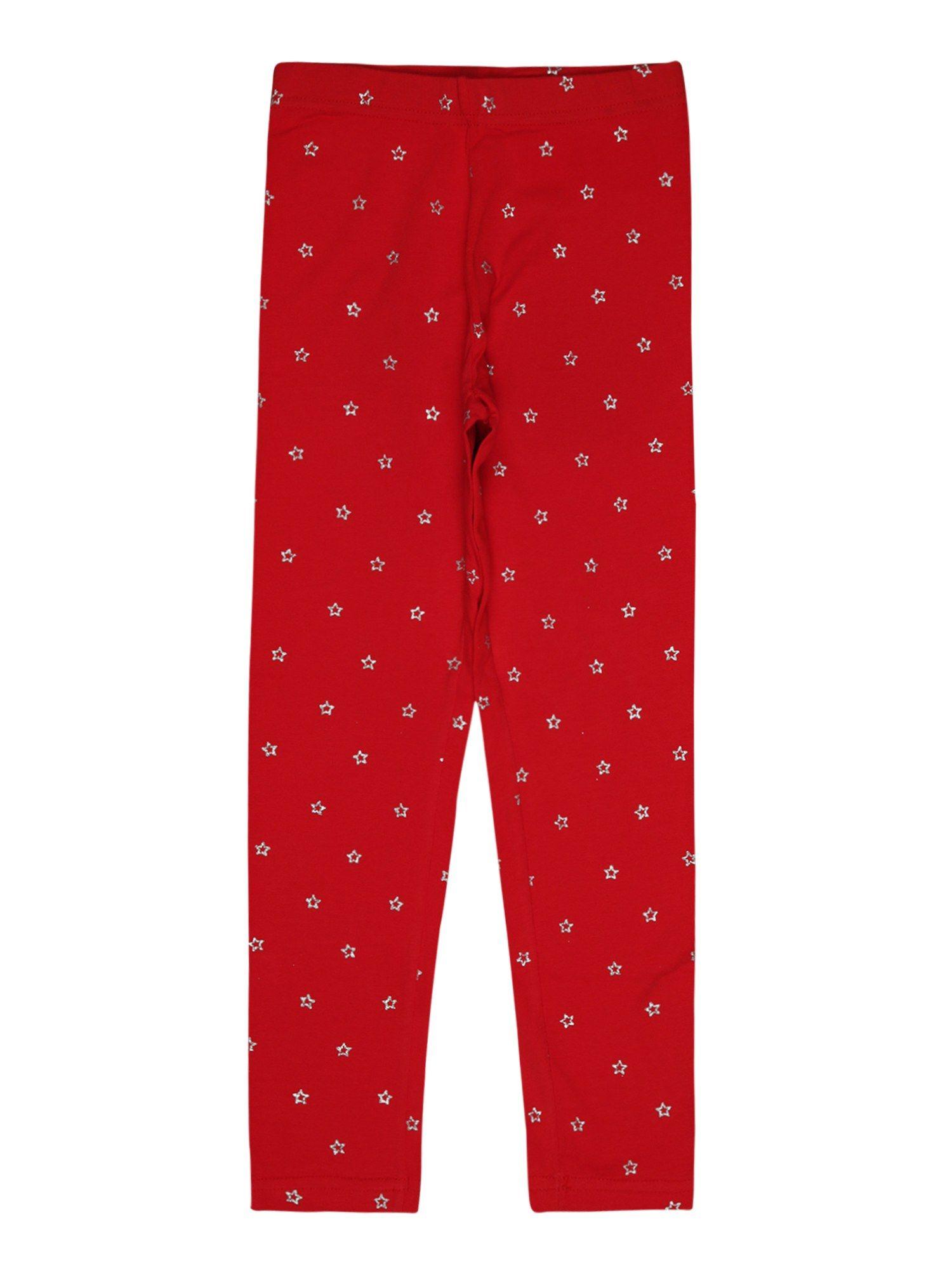 star printed leggings-red