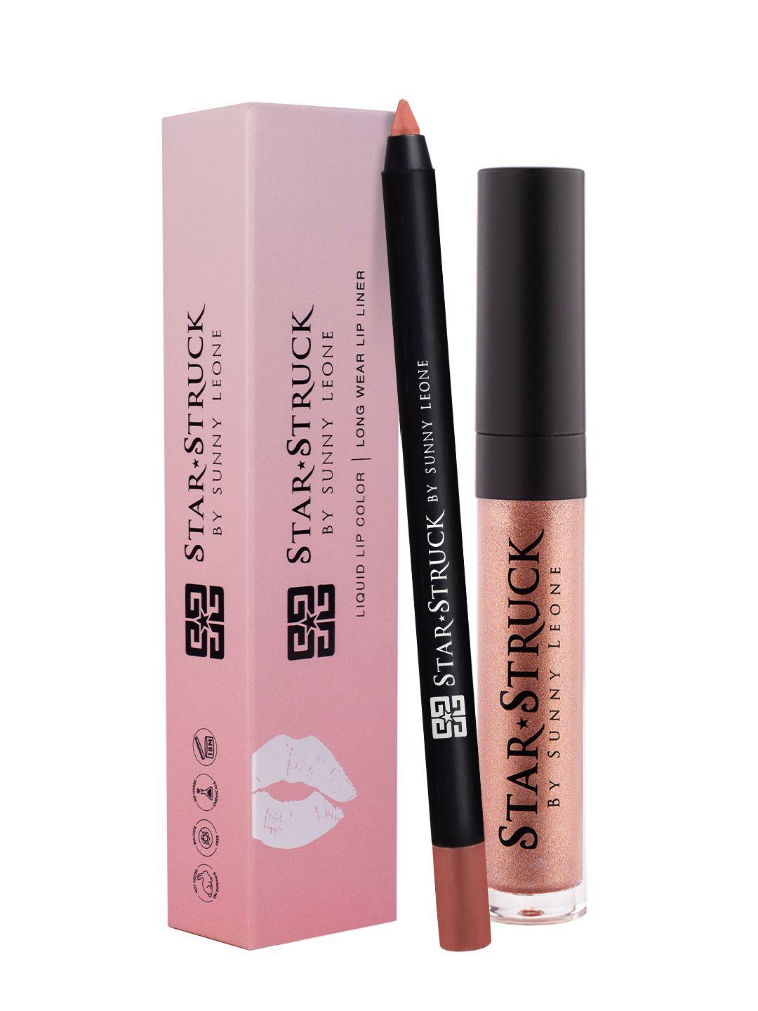 star struck by sunny leone pink pack of lip gloss & liner - champagne sparkle