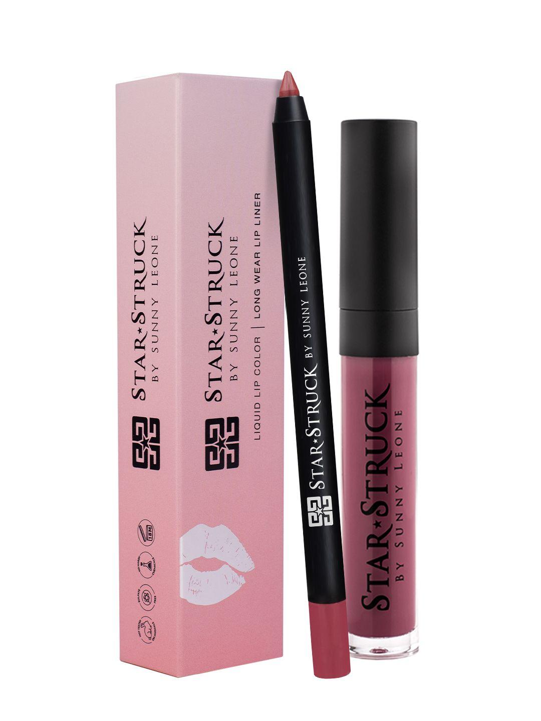 star struck by sunny leone sugar plum 2pc lipkit (lip gloss + lip liner)