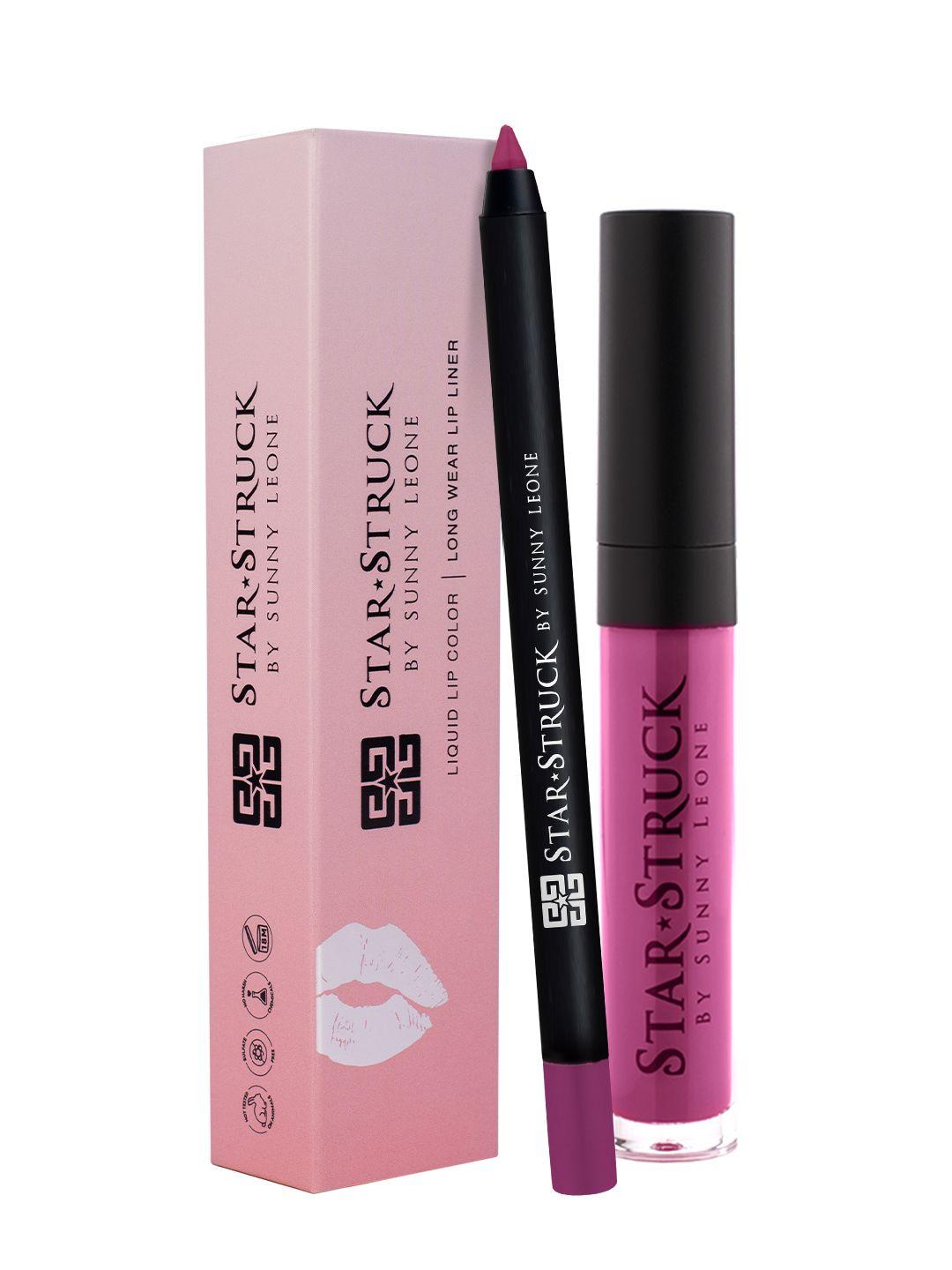 star struck by sunny leone women purple taffy 2pc lipkit lip gloss & lip liner