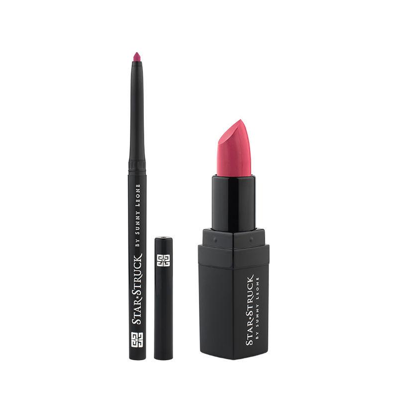 star struck kiss me pink 2 piece lip kit (intense matte lip color, longwear lip liner)