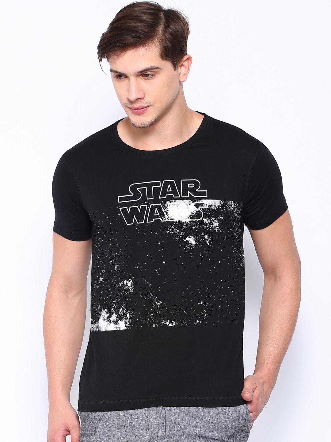 star wars by knk black printed pure cotton t-shirt