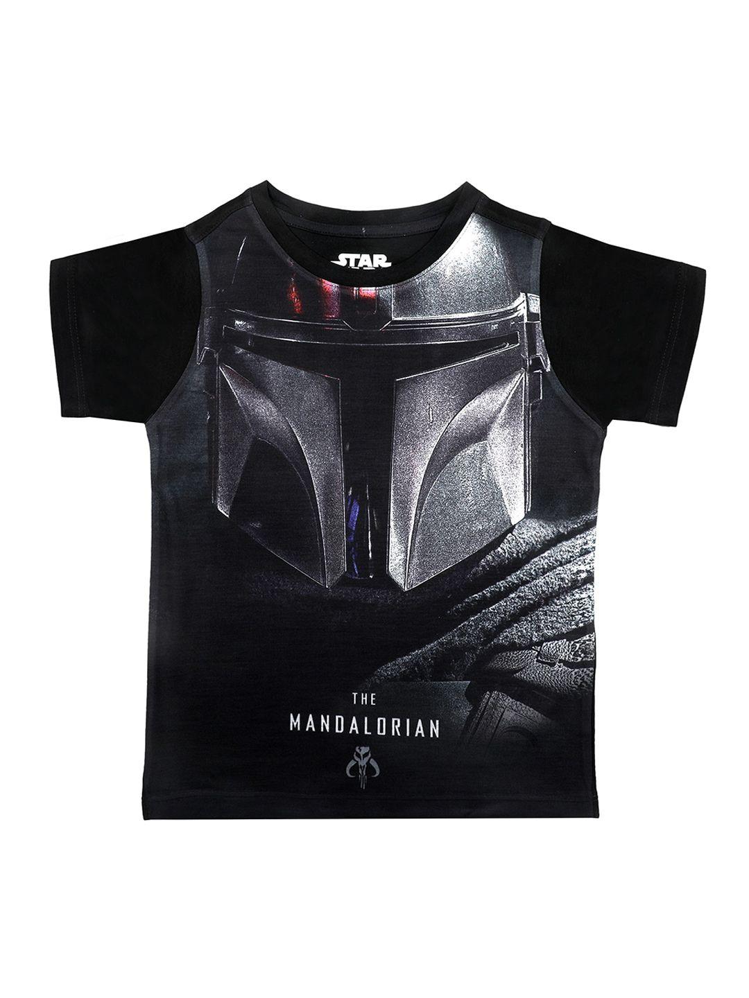 star wars by wear your mind boys black printed round neck t-shirt