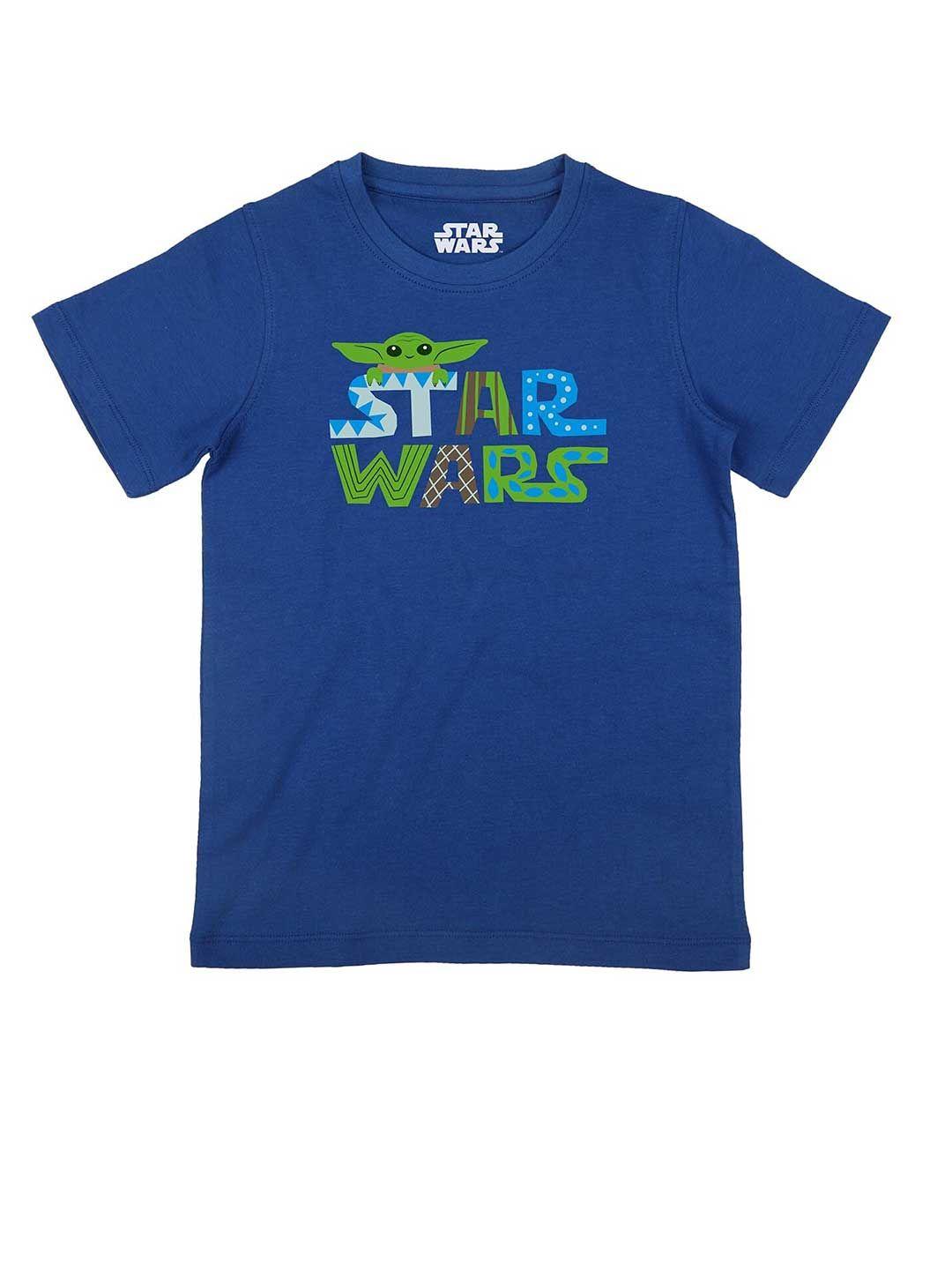 star wars by wear your mind boys blue yoda printed cotton t-shirt