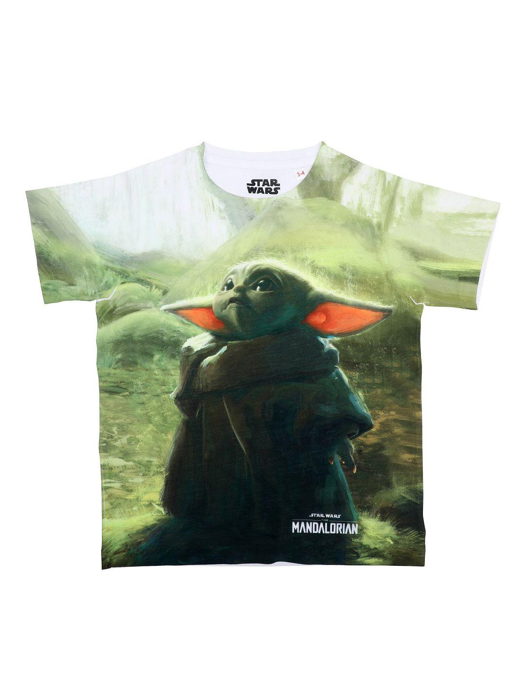 star wars by wear your mind boys olive green yoda printed t-shirt