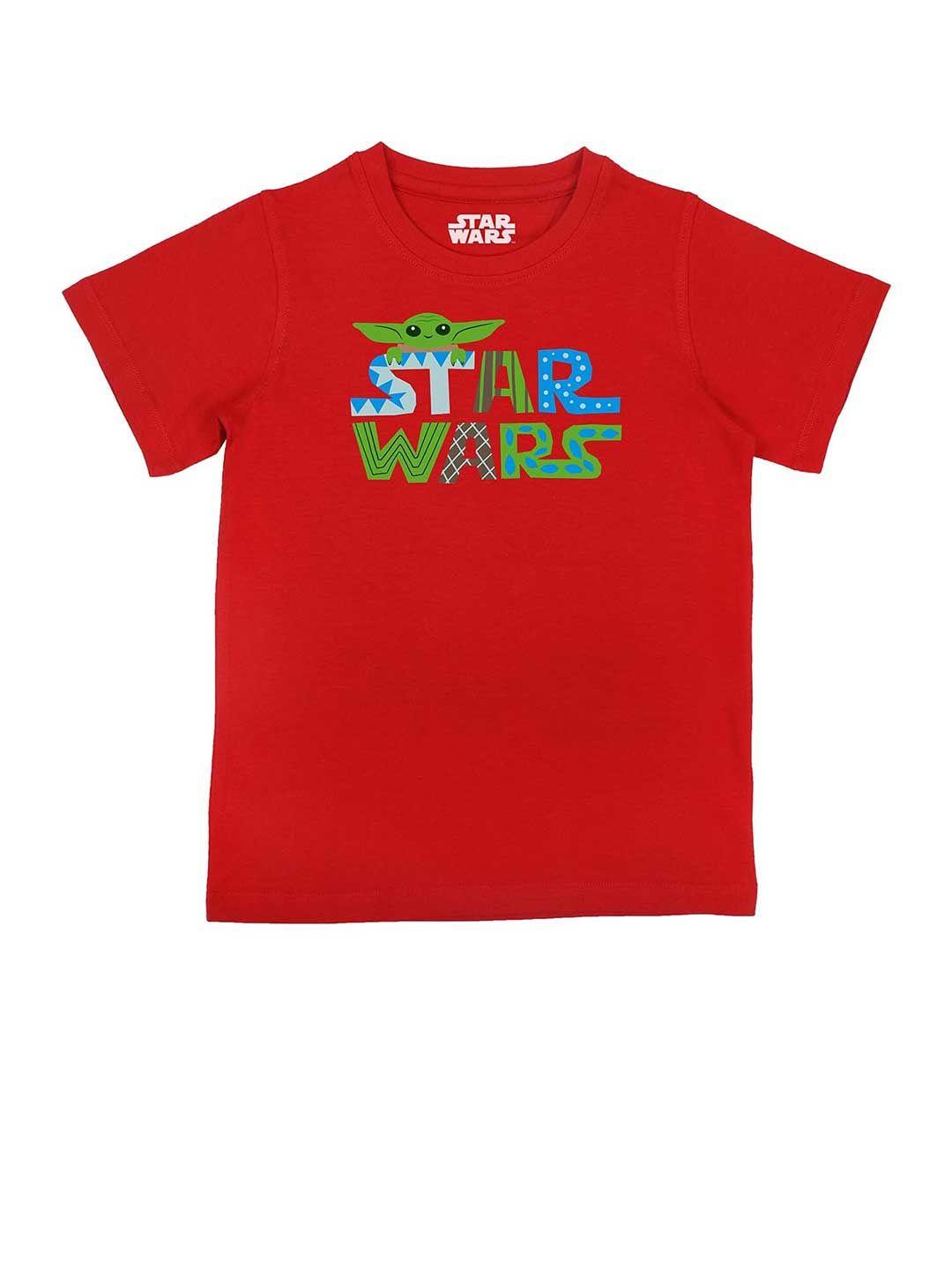 star wars by wear your mind boys red typography printed applique t-shirt
