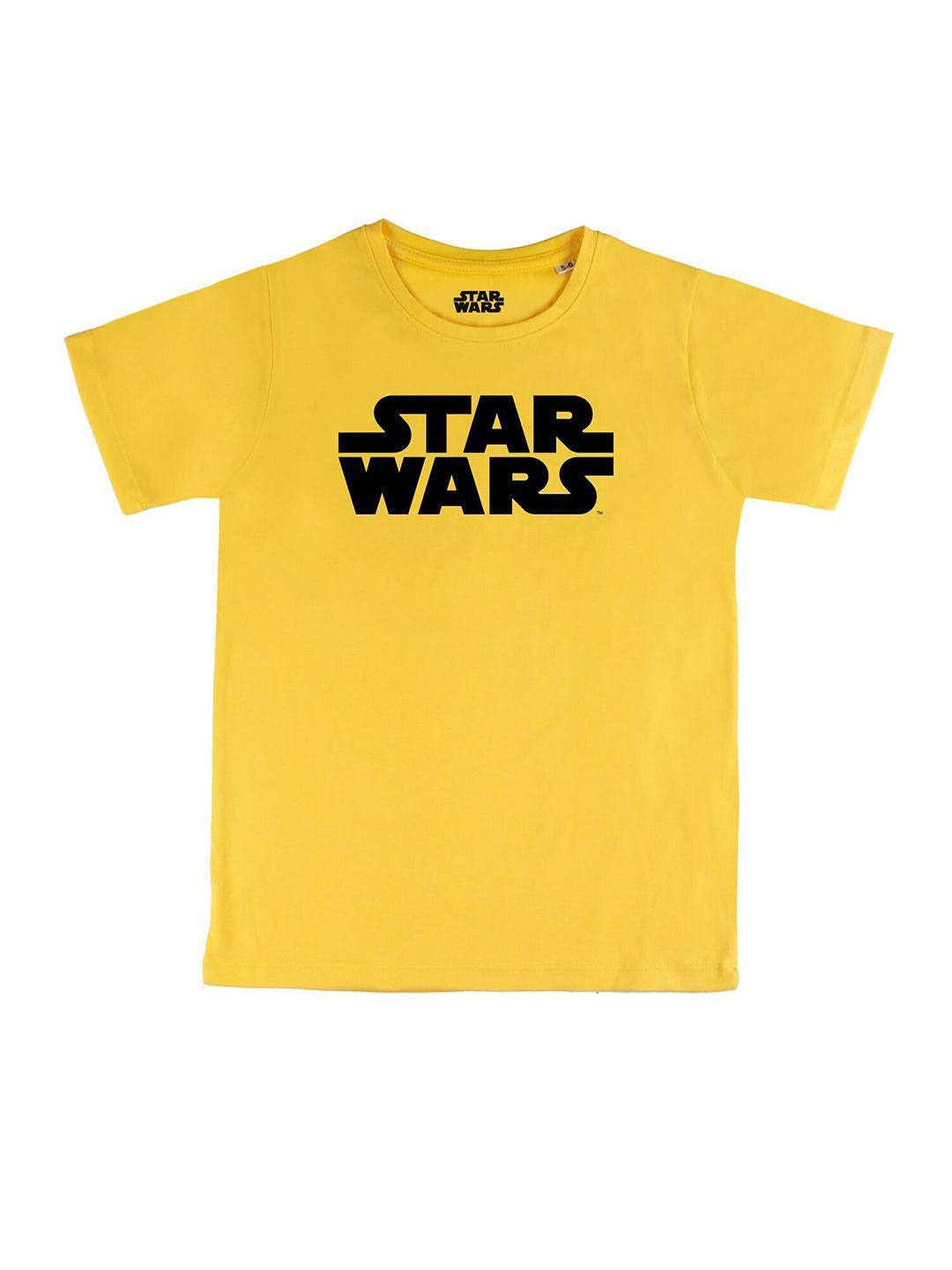 star wars by wear your mind boys yellow star wars printed t-shirt