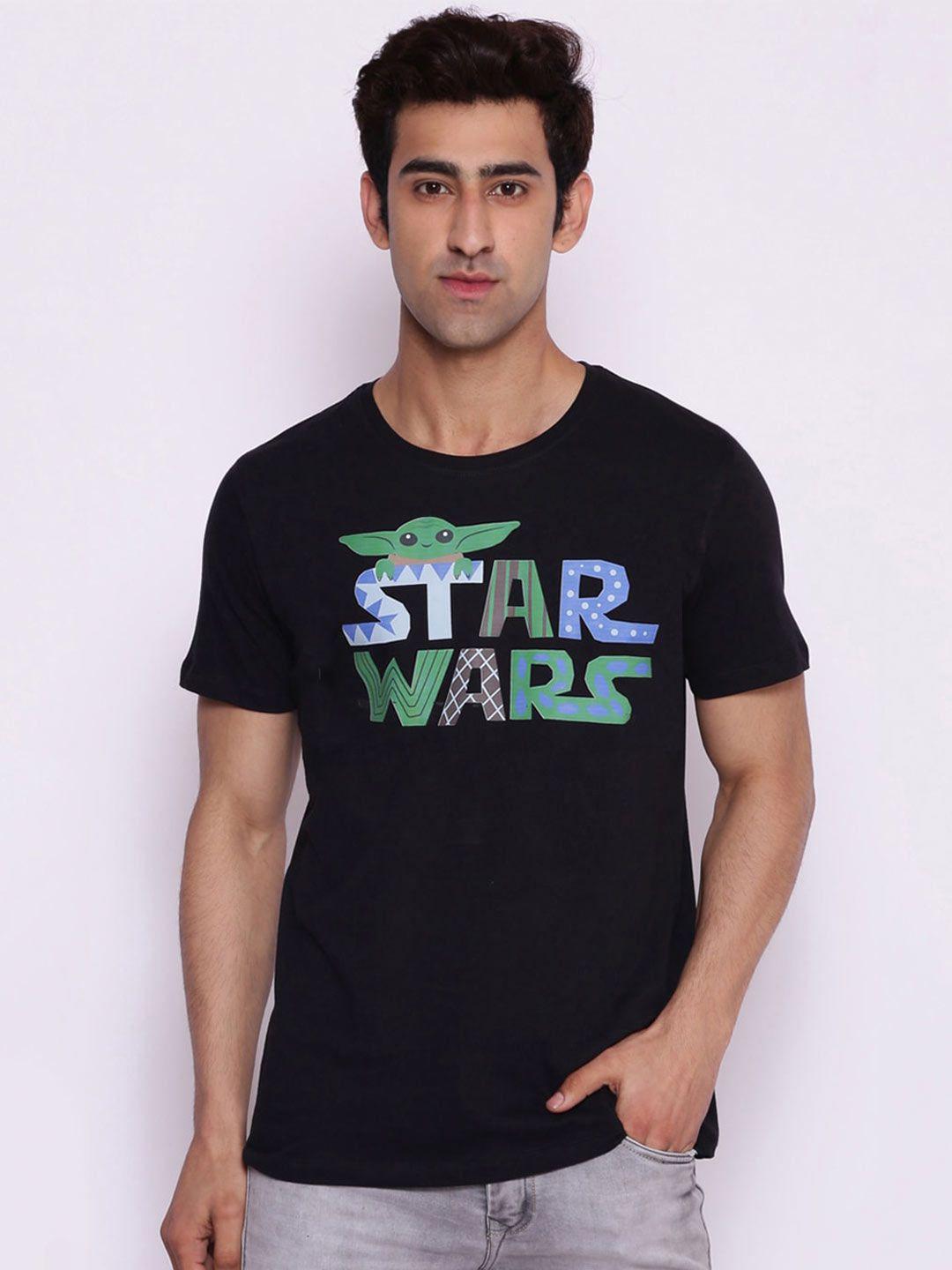 star wars by wear your mind men black & green star wars printed t-shirt