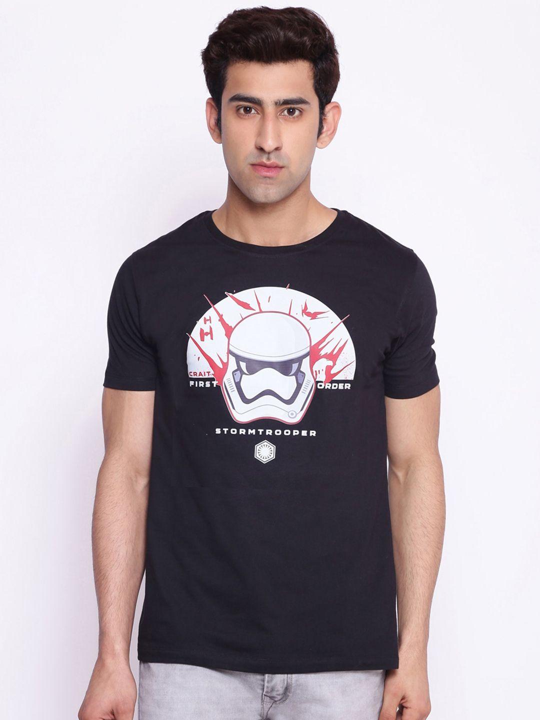 star wars by wear your mind men black graphic printed t-shirt