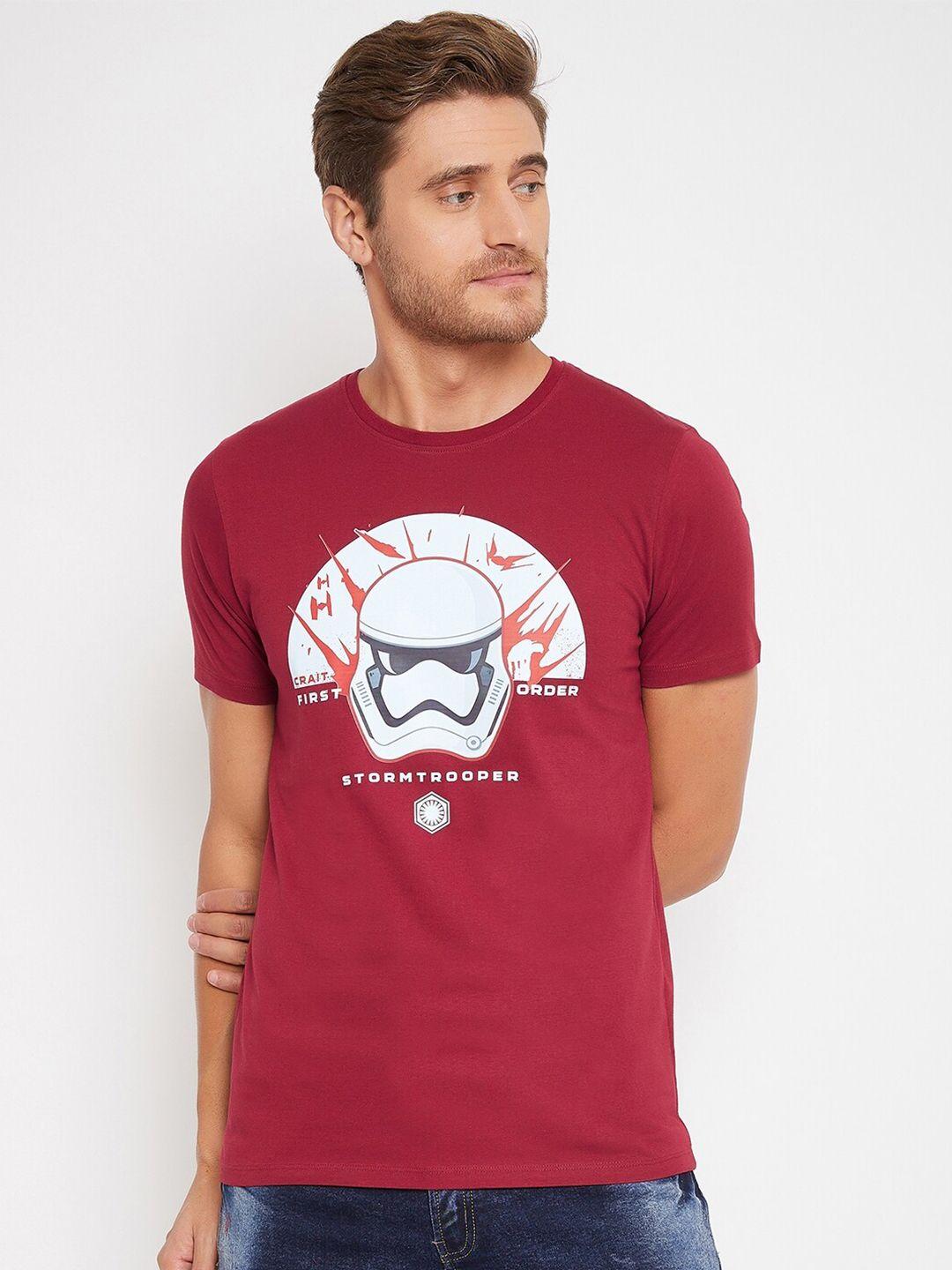 star wars by wear your mind men maroon  white darth vader printed pure cotton t-shirt