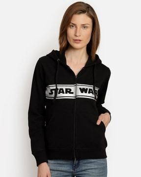 star wars print zip-front hoodie