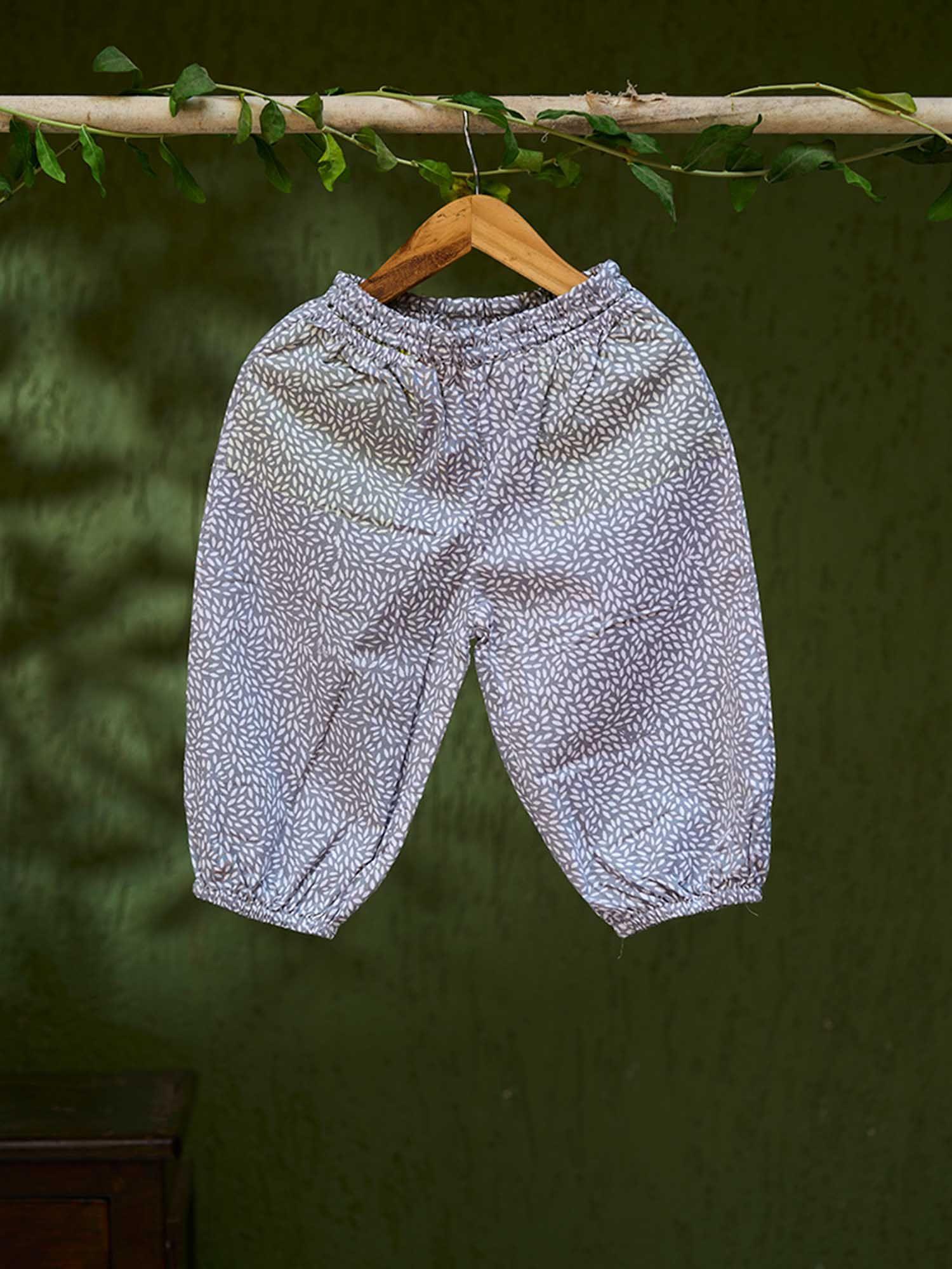 stargazer pants in grey hand block print cotton boys & girls