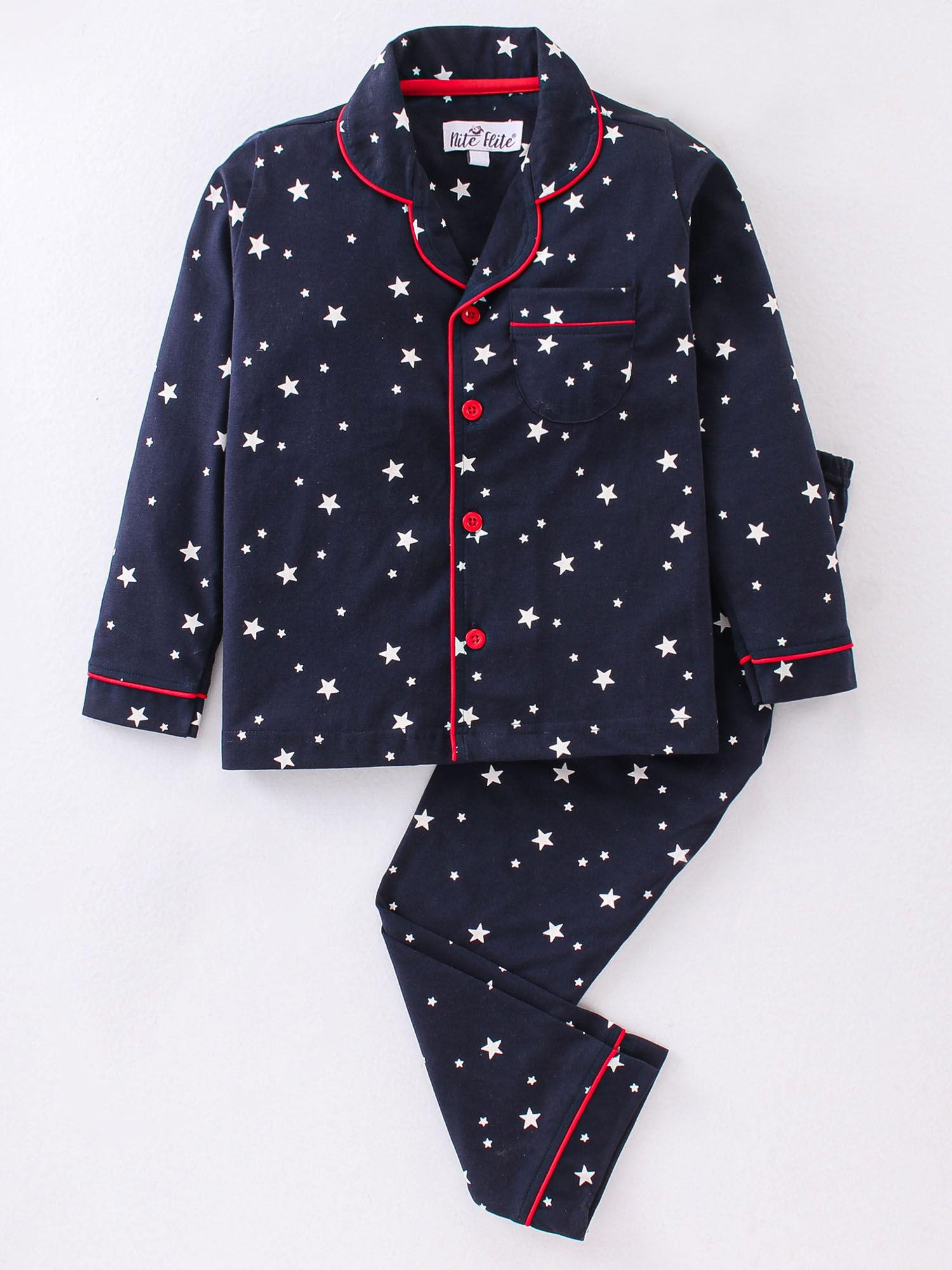 starry nights full sleeve shirt & pyjama (set of 2)