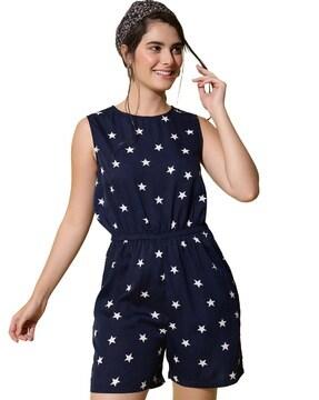 stars print playsuit with insert pockets