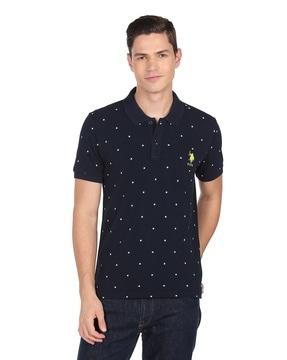 stars print polo t-shirt