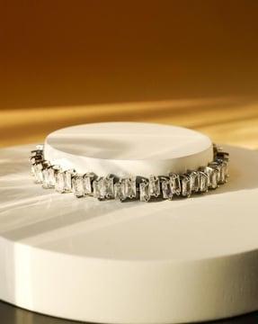 starstream silver-plated stone-studded link bracelet