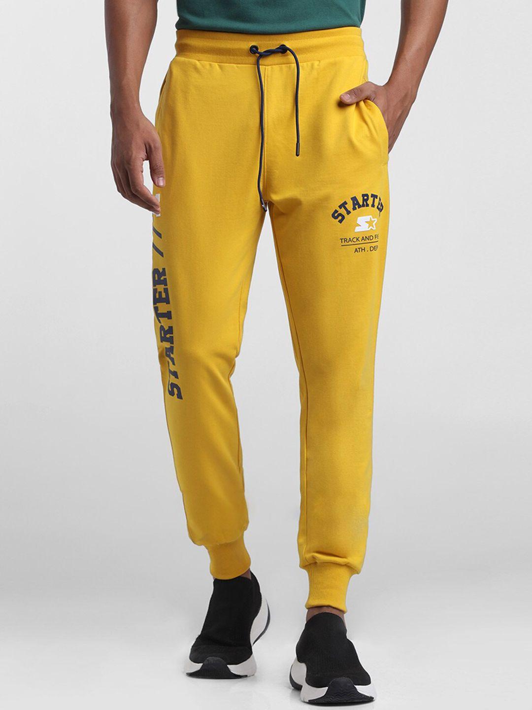 starter men yellow solid slim-fit joggers