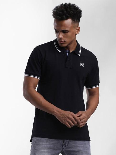 starter black cotton polo t-shirt