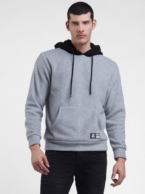 starter grey melange regular fit hooded sweatshirt